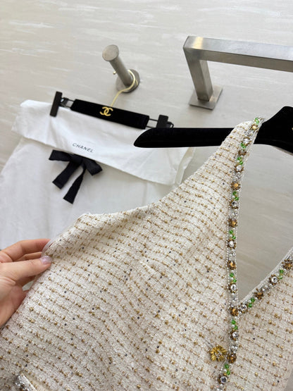 CC 26s Halter Vest White Tweed