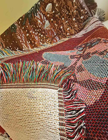 Christmas Jacquard Tassel Home Decor Throw Blanket