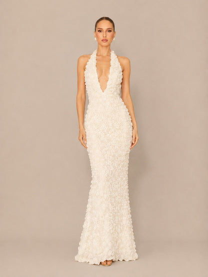 Carina Floral Halter-Neck Mermaid Maxi Dress