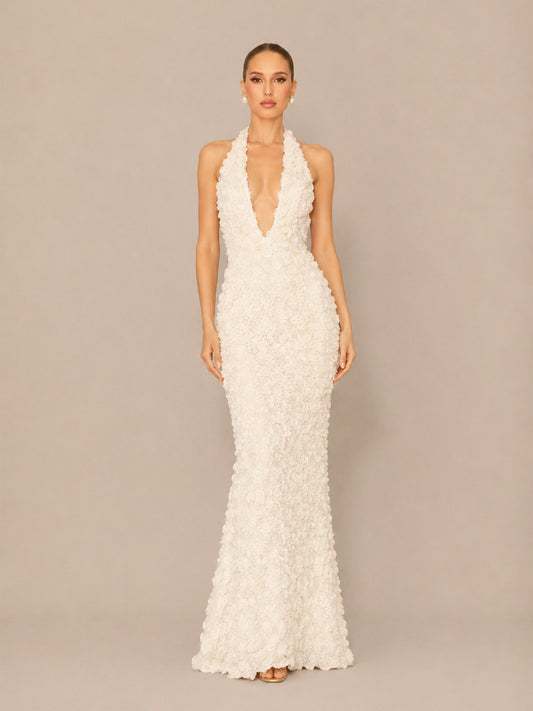 Carina Floral Halter-Neck Mermaid Maxi Dress