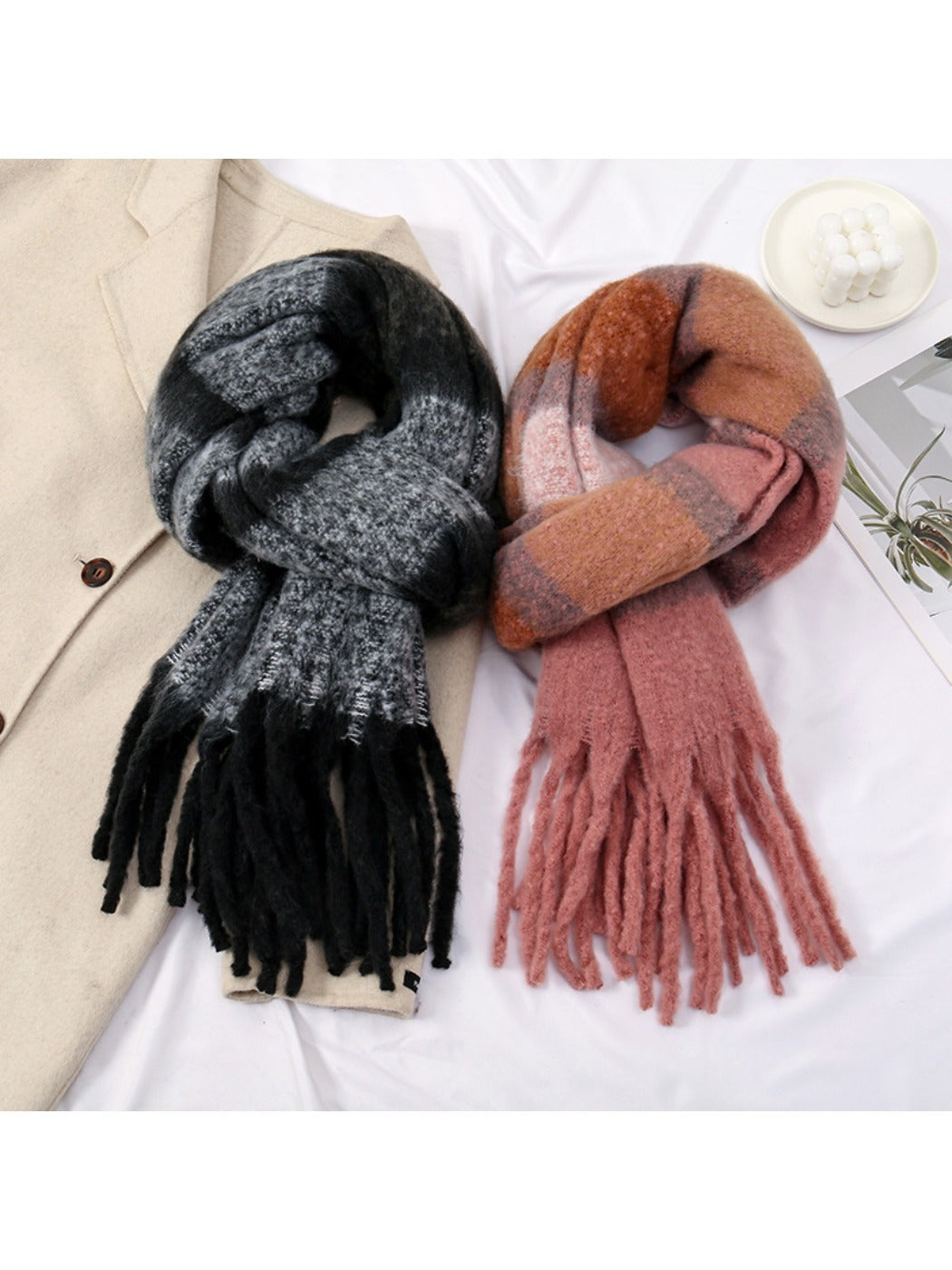 Sscarvii - Maillard Winter Tassel Scarf