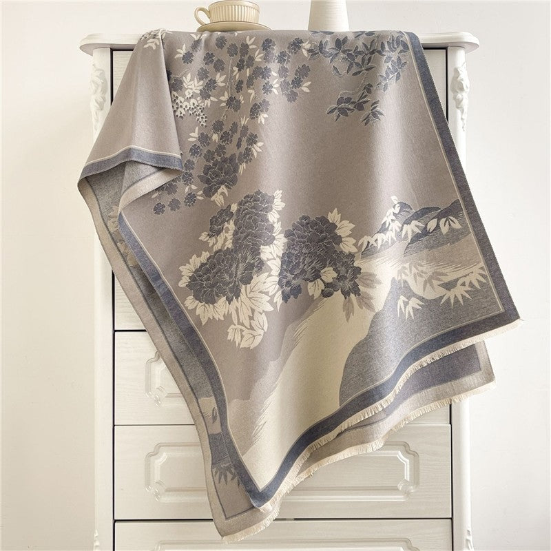 Jacquard Fringed Cashmere-Like Scarf