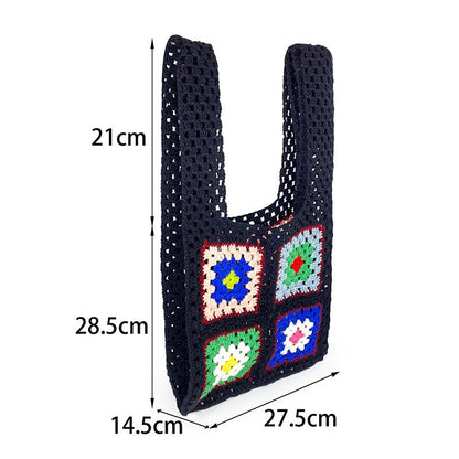 Crochet Granny Square Bag Ethnic Wind Hand Hook Flower Bag