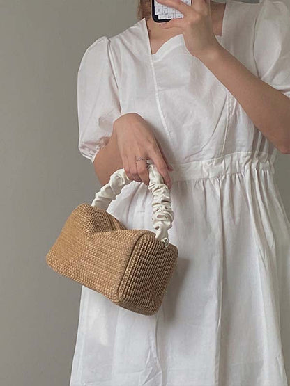 Casual Weave Contrast Color Handbags Accessories