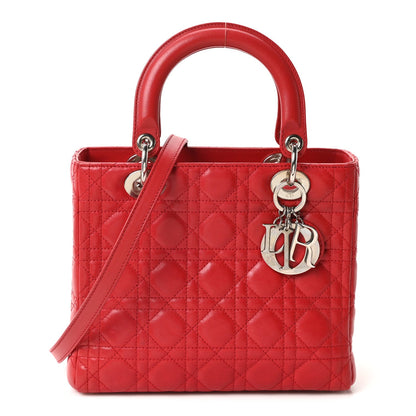 Lambskin Cannage Medium Lady Dior Red