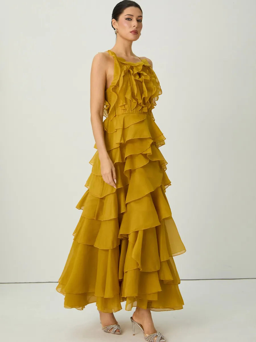Luna Spaghetti Strap Tiered Ruffle Maxi Dress