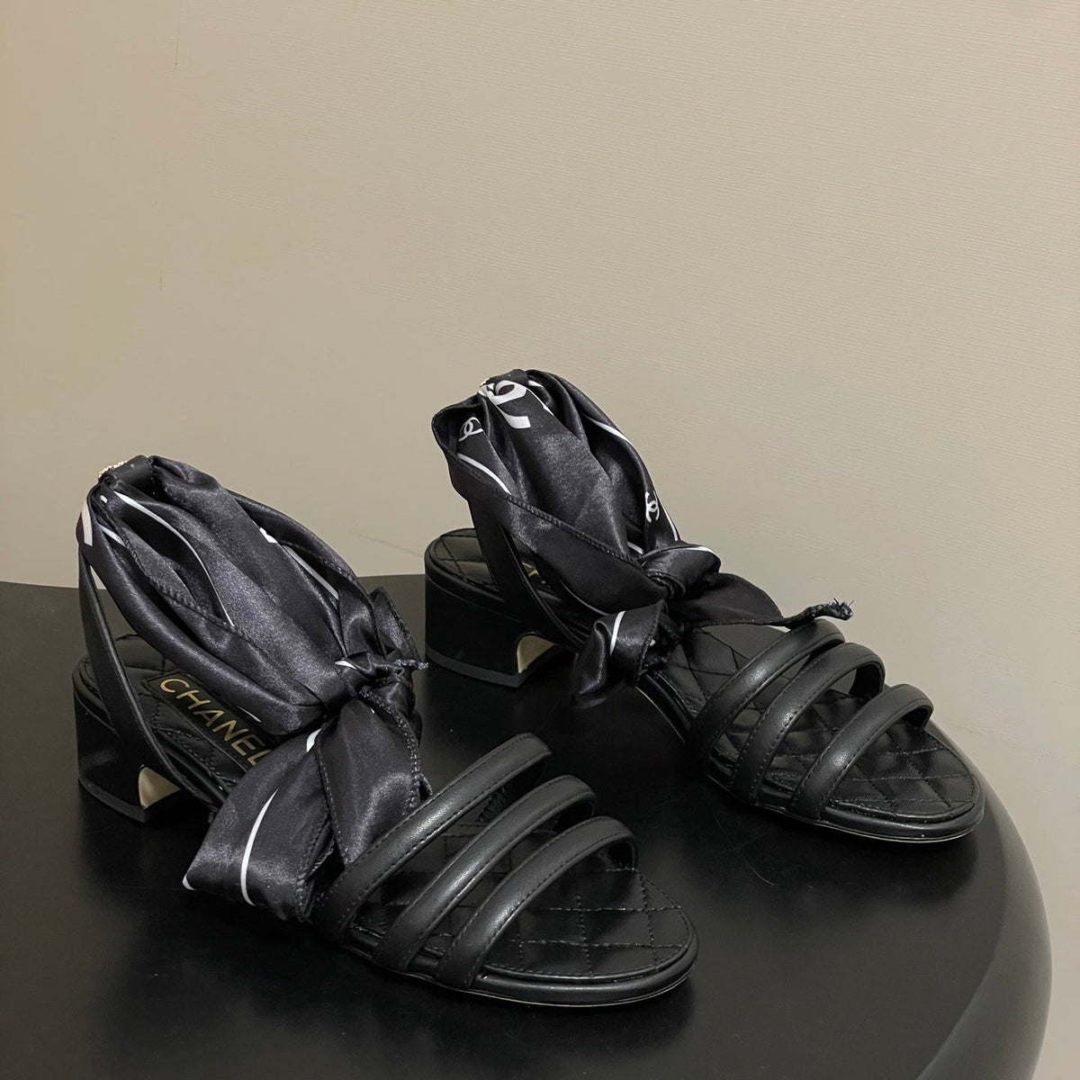 CC 26 Quilted Sandal 30mm With Scarf Sheepskin