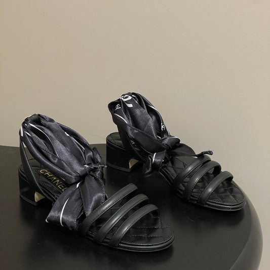 CC 26 Quilted Sandal 30mm With Scarf Sheepskin