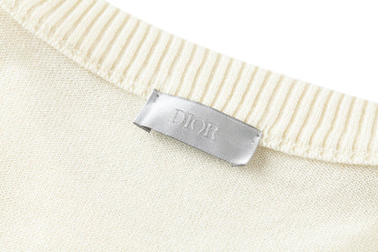CD Embroidered Logo Sweater Beige Wool Cotton