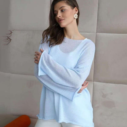 Sheer Knit Bell Sleeve T-Shirt