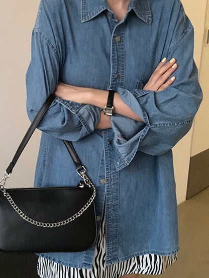 Urban Solid Color Zipper PU Shoulder Bag