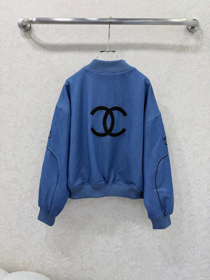 CC 26s Ribbed Collar and Stripe Jacket Blue Denim 353034