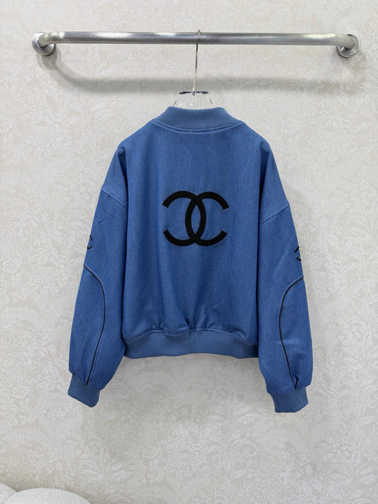 CC 26s Ribbed Collar and Stripe Jacket Blue Denim 353034