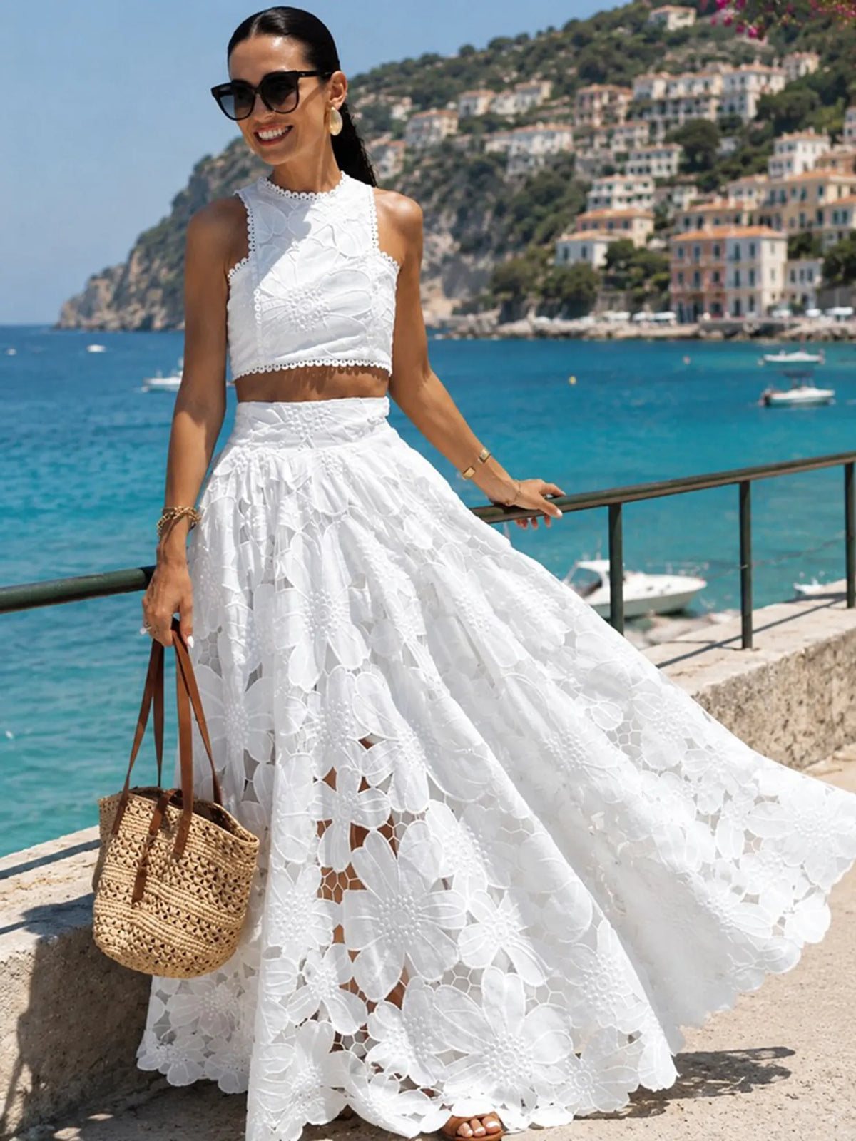 Nala Scalloped Lace Two-Piece Set
