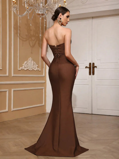 Bellatrix Strapless Sequin Fishtail Bandage Maxi Dress
