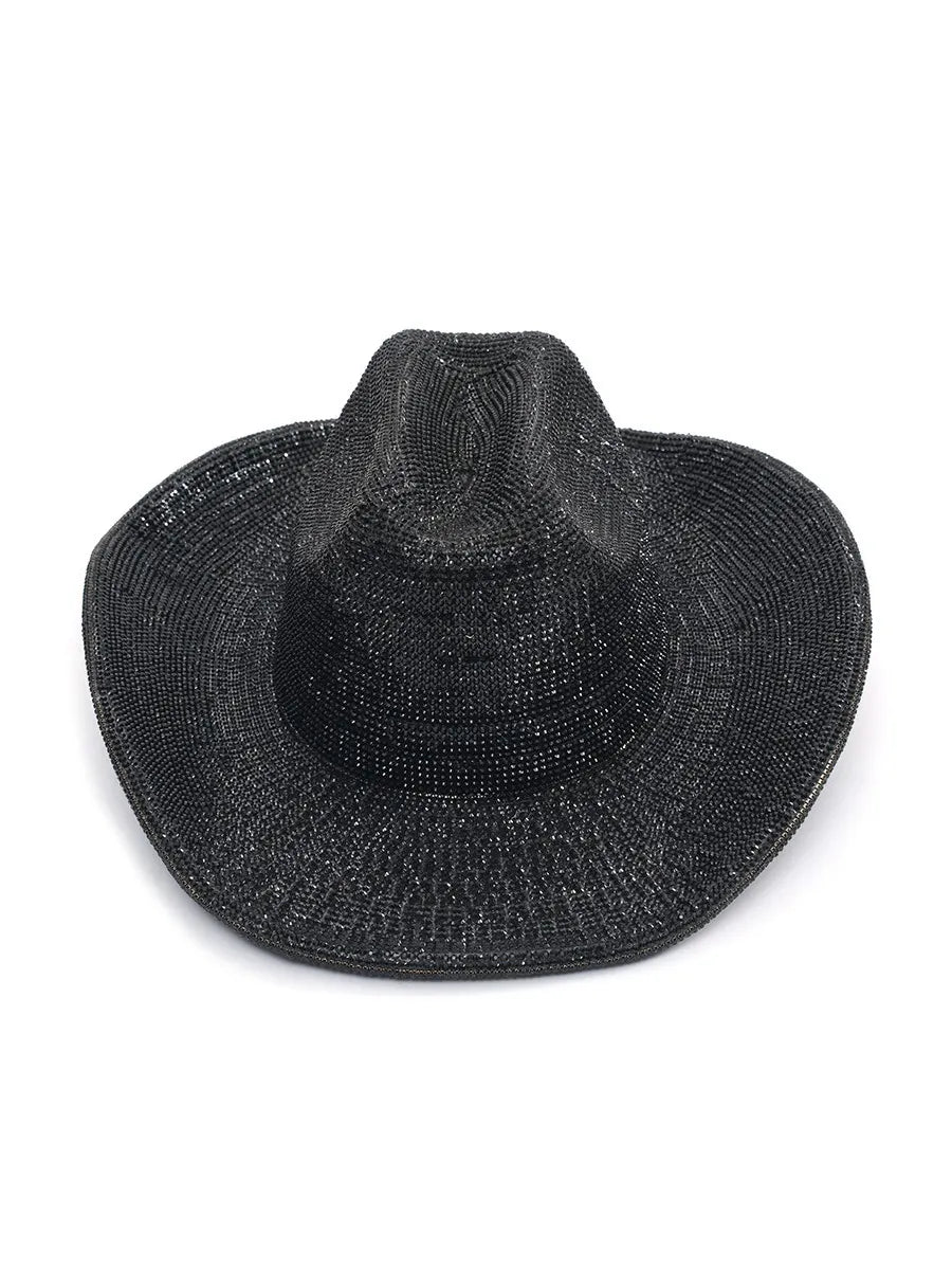 Keira Black Rhinestone-Embellished Fedora