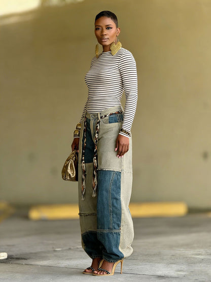 Cassidy Two-Tone Patchwork Jeans