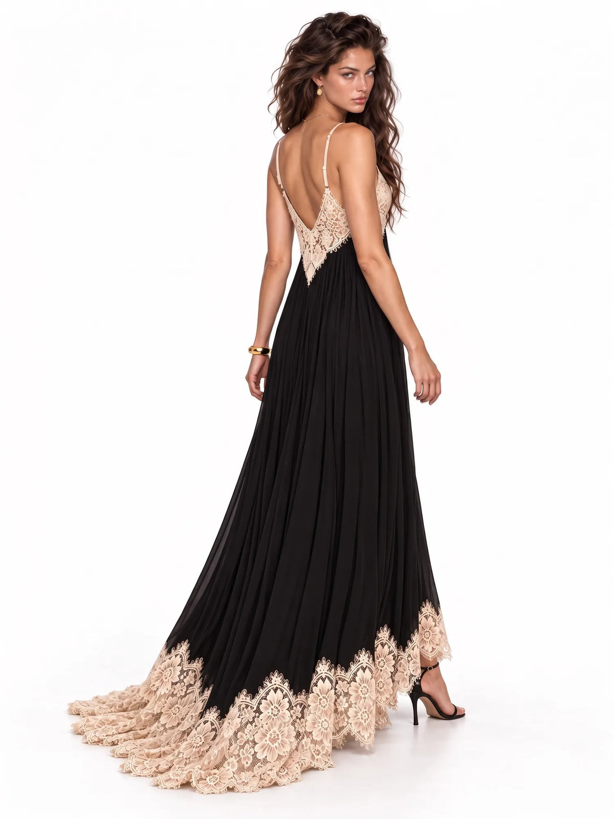 Scarlett Lace Trim Draped Maxi Dress