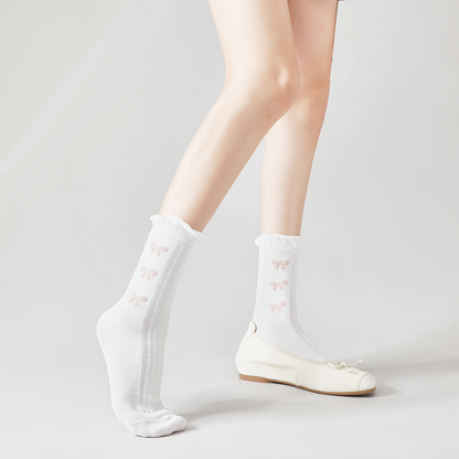 Rufia - White Rolled Edge Socks for Women