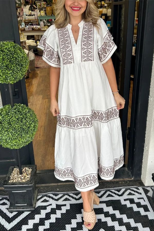 Women's V-Neck Boho Maxi Dress