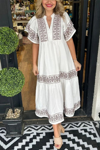 Women's V-Neck Boho Maxi Dress