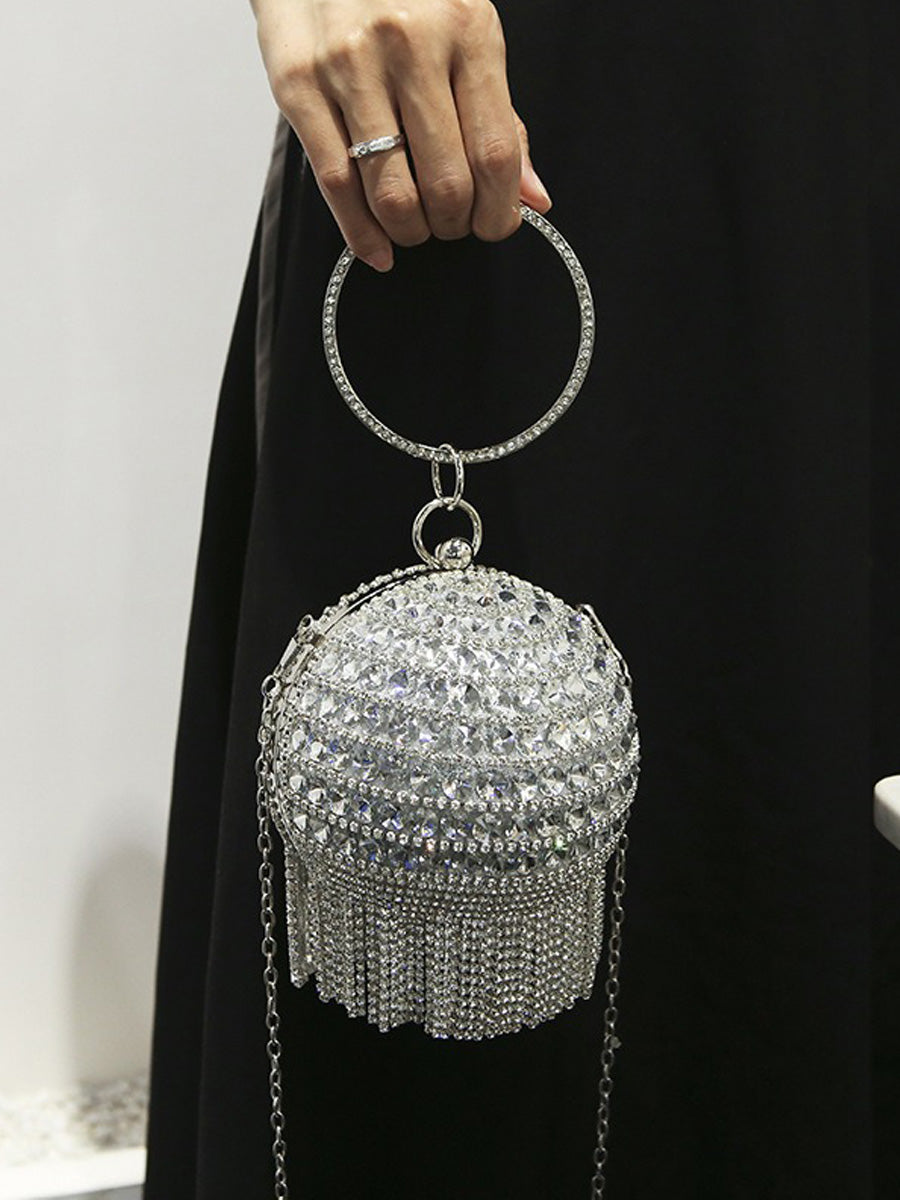 Guinevere Rhinestone Tassel Sphere Bag
