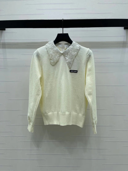 MIUMIU LACE-COLLAR SWEATER STYLE 815