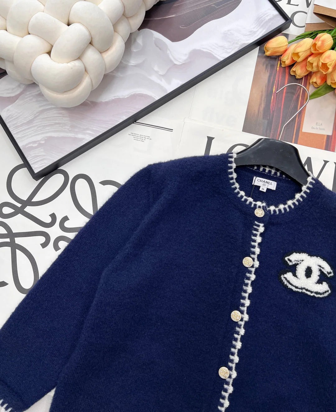 CC 26 Knit Cardigan Navy Blue Wool Cashmere 785151