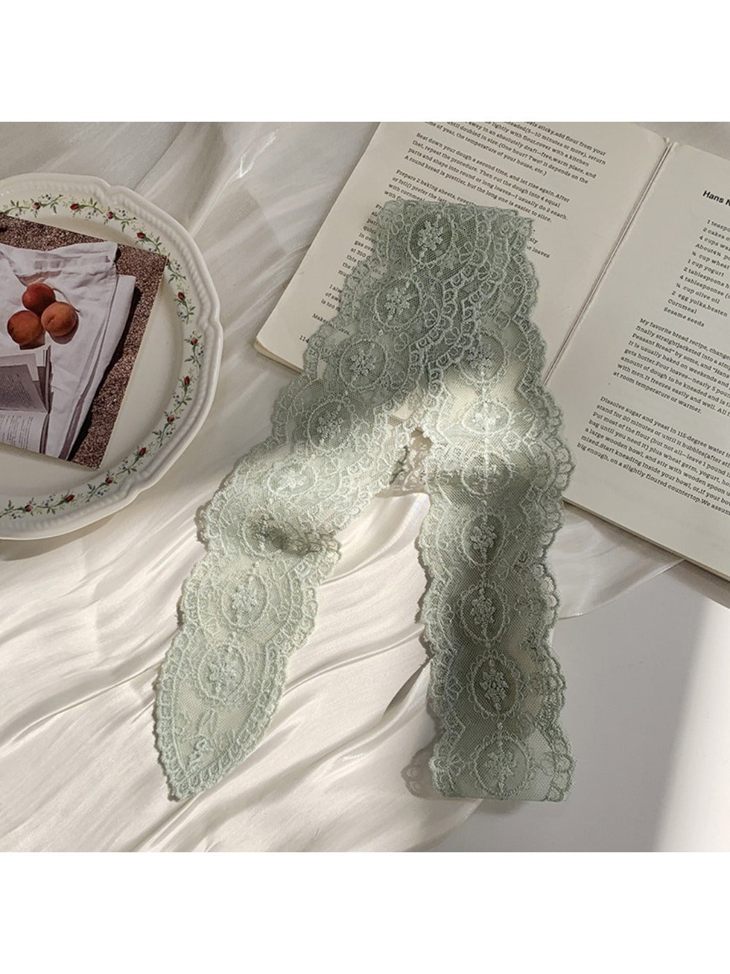 Haila - Lace Embroidered Sheer Scarf Headband - Elegant &amp; Versatile