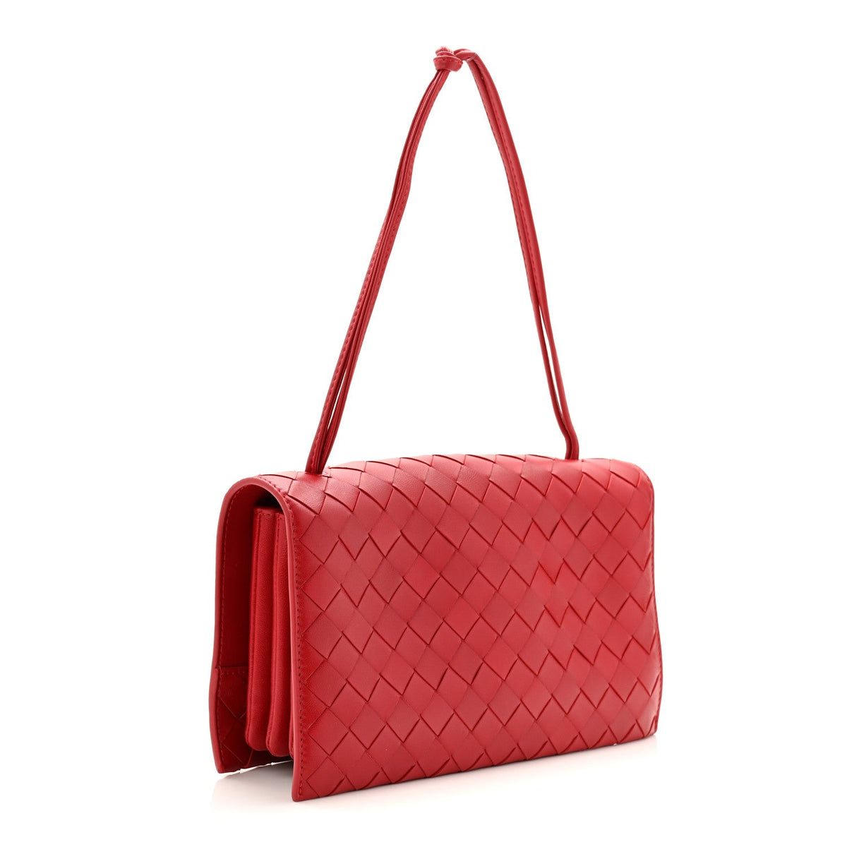 Nappa Intrecciato Trio Pouch On Strap Red