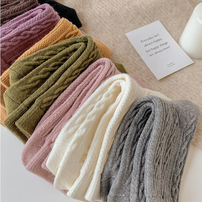 Rufia - 4 Pairs Solid Color Wool-Blend Socks