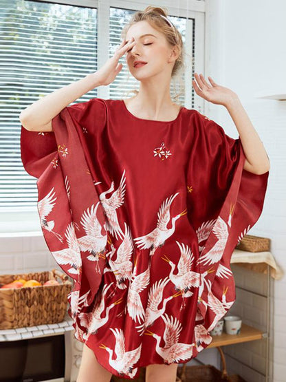 Silk Nightwear Women'S Summer Bats Sleeve Sleeping Skirt Women'S Summer Size Clothing