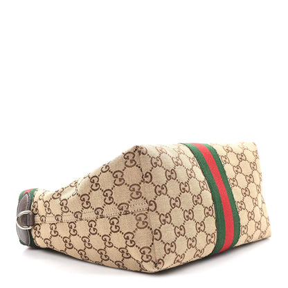 Monogram Web Small Giglio Tote Bag Beige Dark Brown