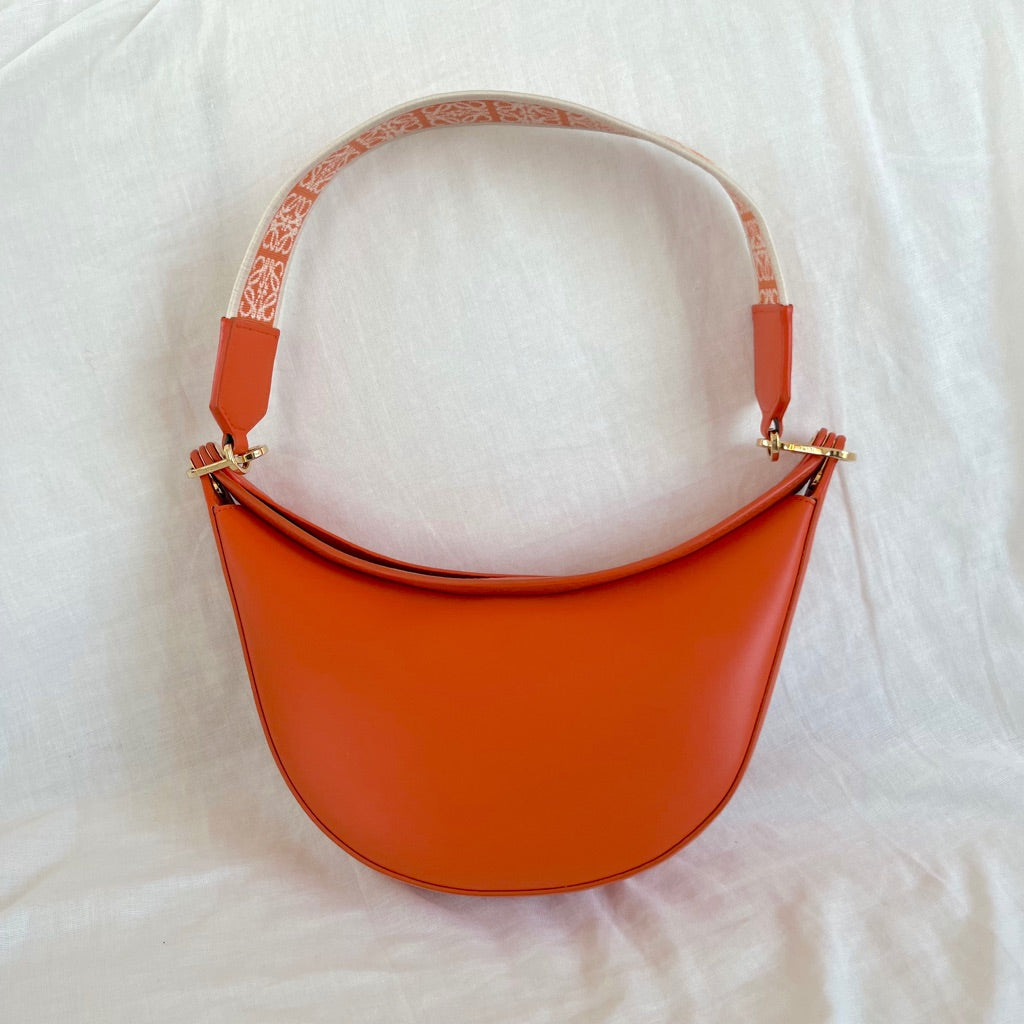 Loewe Luna small canvas-jacquard trimmed leather shoulder bag