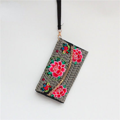 Ethnic Embroidery Bag Ladies Embroidery Coin Purse Hand Shoulder Dual-Purpose Leisure Bag