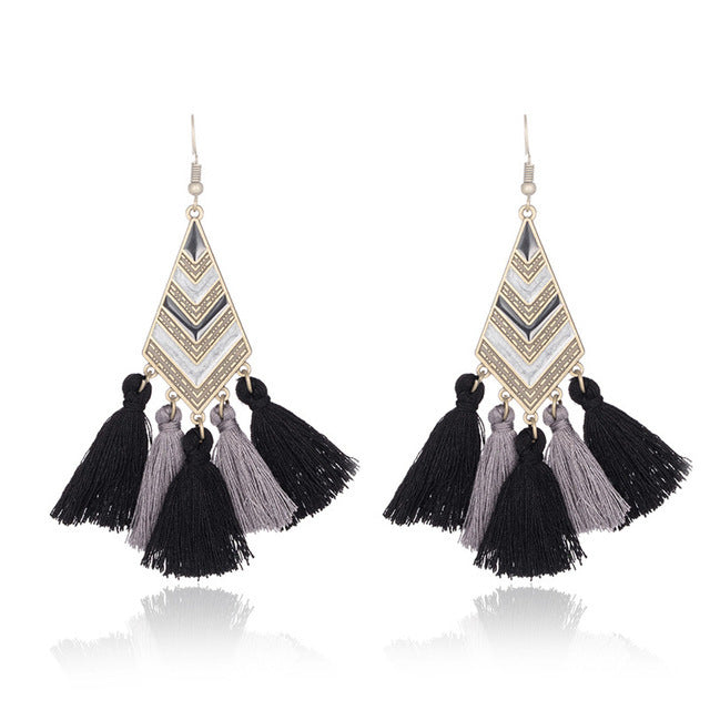 Trendy Diamond Shape Drop Oil Earrings Bohemian Style