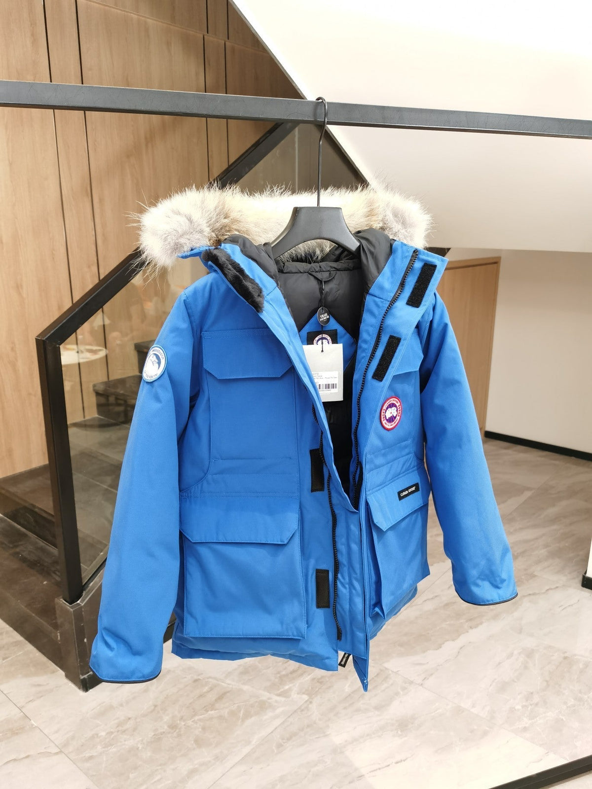 Canada Goose Children Parka Jacket Blue Fox Fur Polyester Cotton