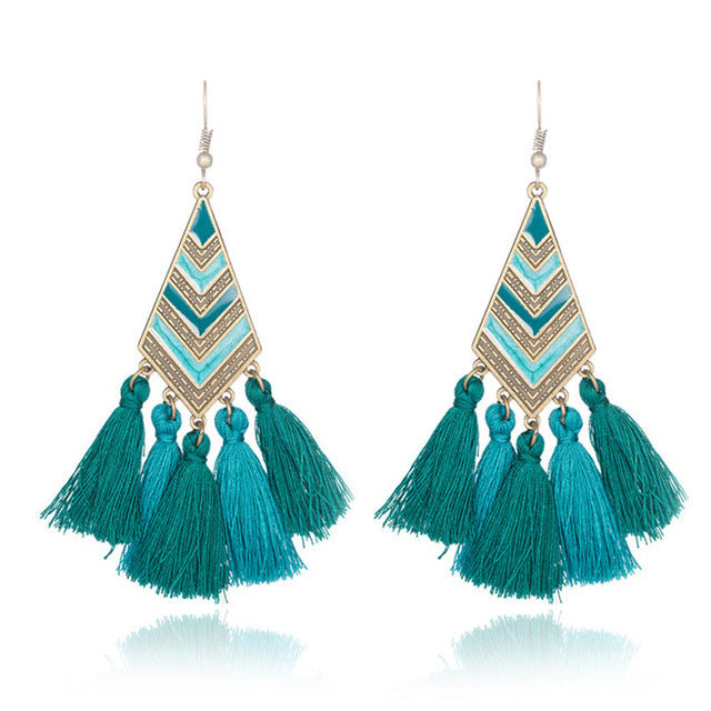 Trendy Diamond Shape Drop Oil Earrings Bohemian Style