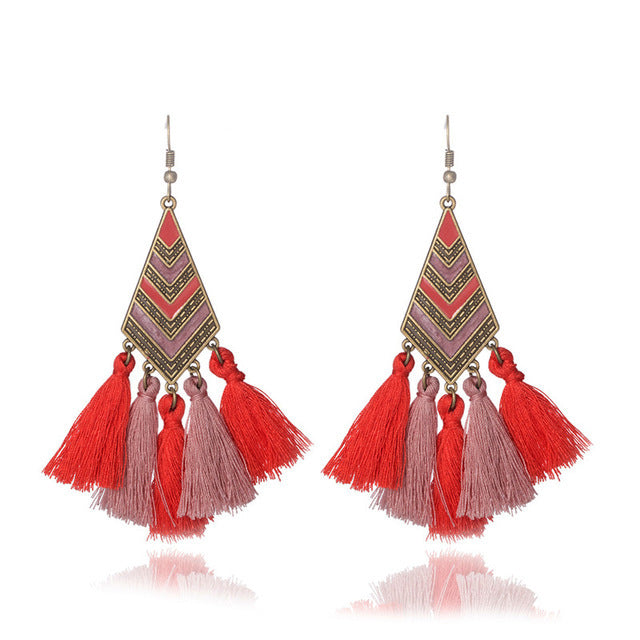 Trendy Diamond Shape Drop Oil Earrings Bohemian Style