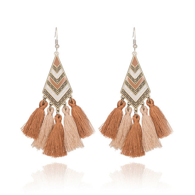 Trendy Diamond Shape Drop Oil Earrings Bohemian Style