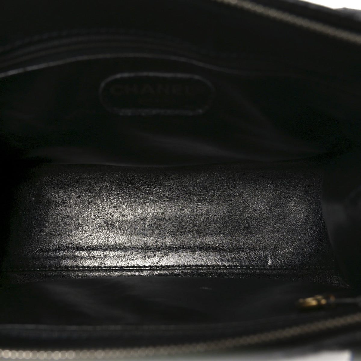 Grained Calfskin Logo Shoulder Bag Black