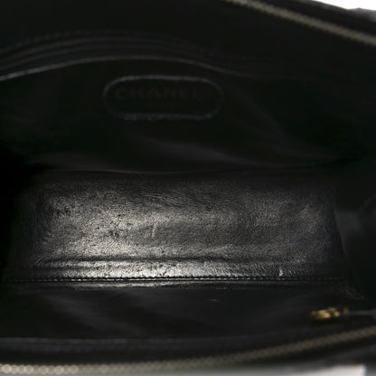 Grained Calfskin Logo Shoulder Bag Black