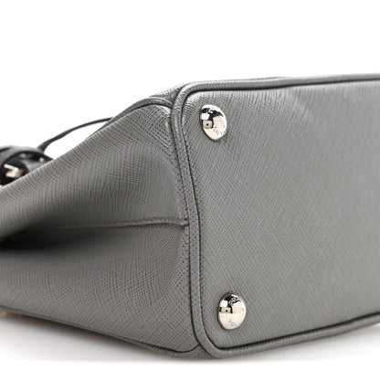 Saffiano Micro Galleria Double Zip Tote Marmo