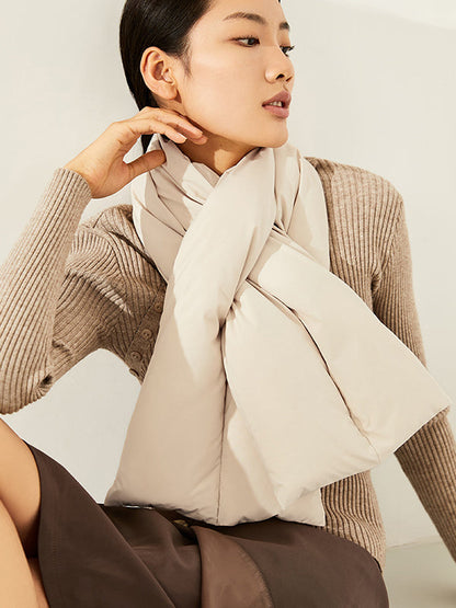 White Duck Down Keep Warm Solid Color Shawl&Scarf