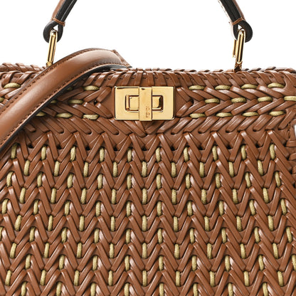 Vitello King Shiny Nappa Intreccio Petite Peekaboo I SEE U Satchel Gianduia