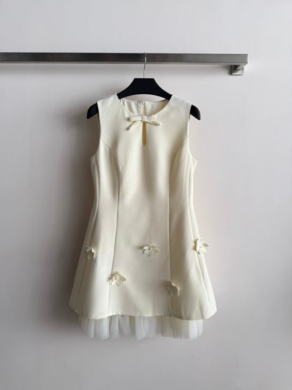 CC Bow-Tie Sleeveless Dress Light Cream Polyester 352970