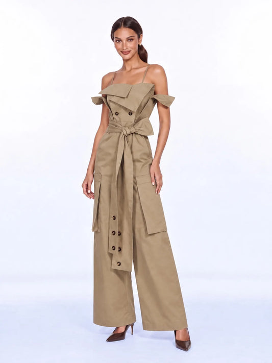 Natalya Draped Utility Wide-Leg Jumpsuit