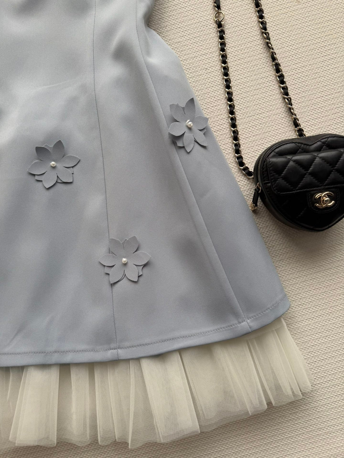 CC Bow-Tie Sleeveless Dress Light Blue Polyester 352969