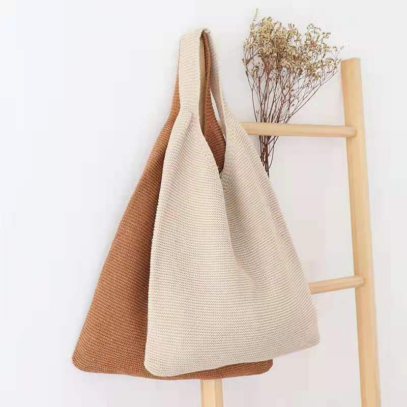 Crochet Tote Bag Portable Shopping Bag