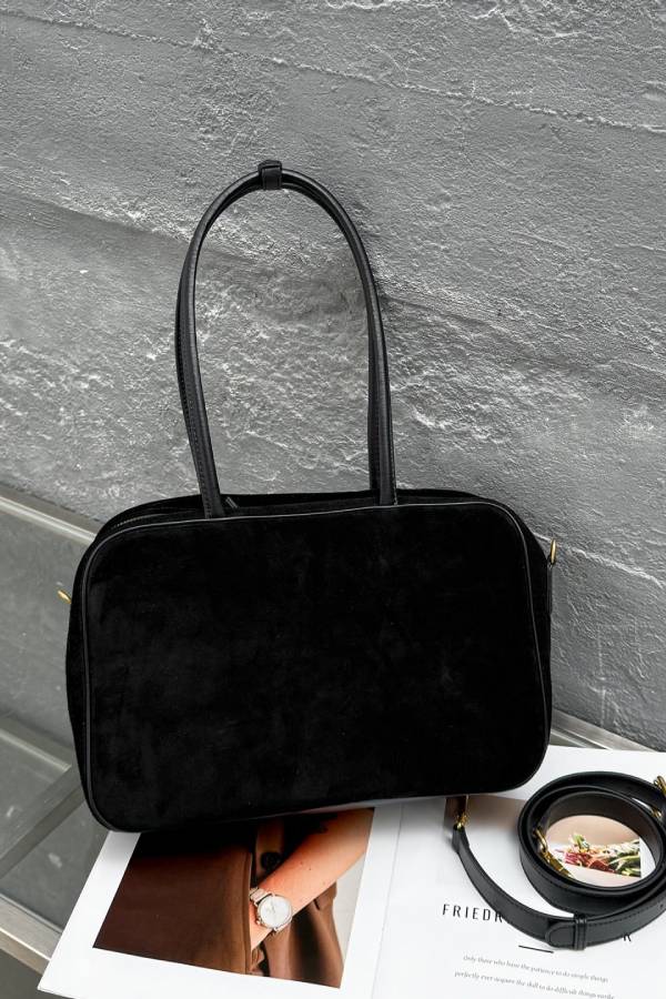 Retro multi-colored suede handbag